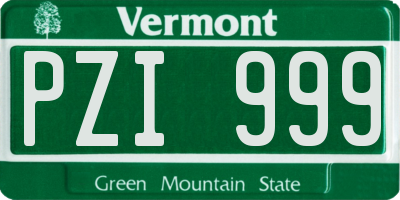 VT license plate PZI999