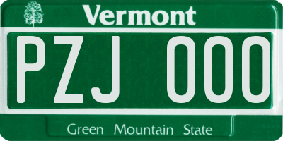 VT license plate PZJ000