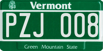 VT license plate PZJ008
