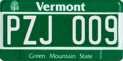 VT license plate PZJ009
