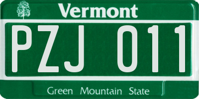 VT license plate PZJ011