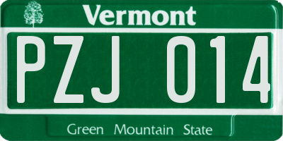 VT license plate PZJ014