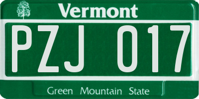 VT license plate PZJ017