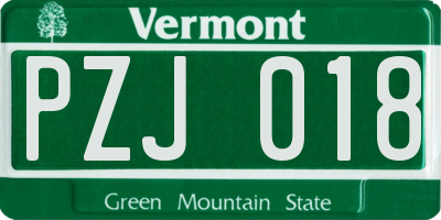 VT license plate PZJ018