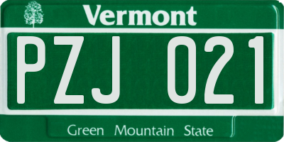 VT license plate PZJ021
