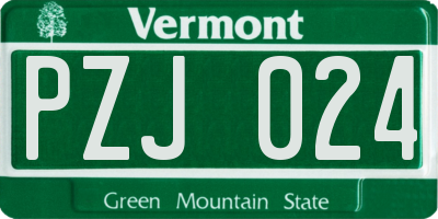 VT license plate PZJ024