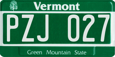 VT license plate PZJ027
