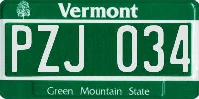 VT license plate PZJ034