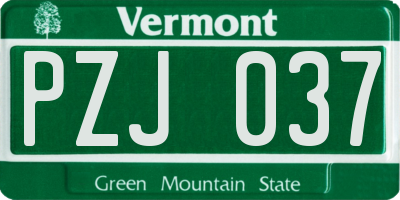 VT license plate PZJ037
