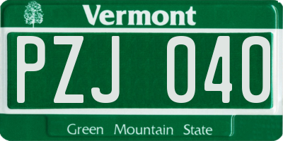 VT license plate PZJ040