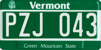 VT license plate PZJ043