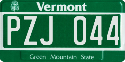 VT license plate PZJ044
