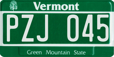 VT license plate PZJ045
