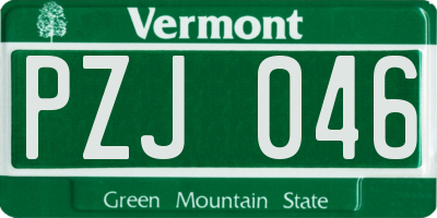 VT license plate PZJ046
