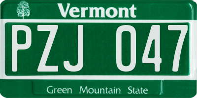 VT license plate PZJ047