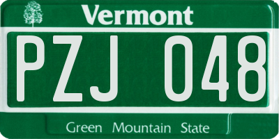 VT license plate PZJ048