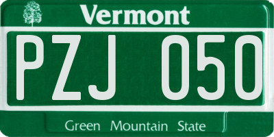 VT license plate PZJ050