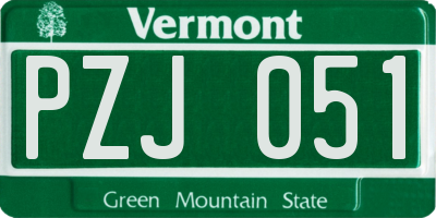 VT license plate PZJ051