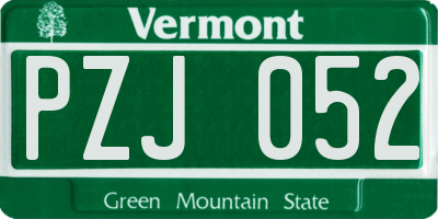 VT license plate PZJ052