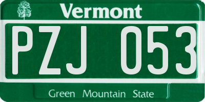 VT license plate PZJ053