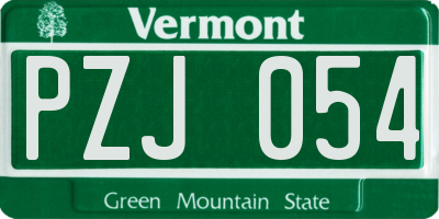 VT license plate PZJ054