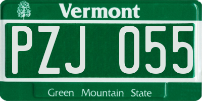 VT license plate PZJ055