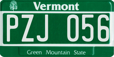 VT license plate PZJ056