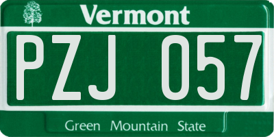VT license plate PZJ057