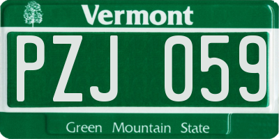 VT license plate PZJ059