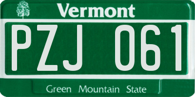 VT license plate PZJ061
