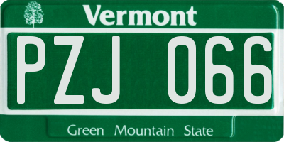 VT license plate PZJ066