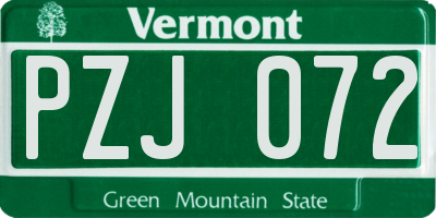 VT license plate PZJ072