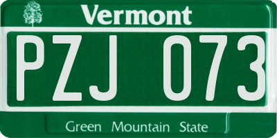 VT license plate PZJ073