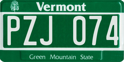 VT license plate PZJ074
