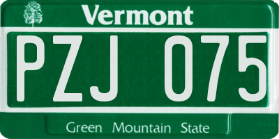 VT license plate PZJ075
