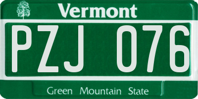 VT license plate PZJ076