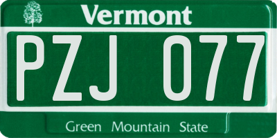 VT license plate PZJ077