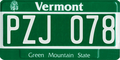 VT license plate PZJ078