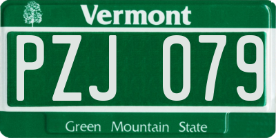 VT license plate PZJ079