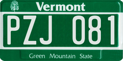 VT license plate PZJ081