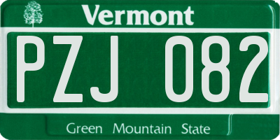 VT license plate PZJ082