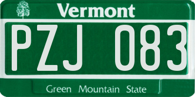 VT license plate PZJ083