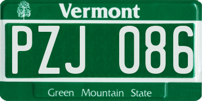 VT license plate PZJ086