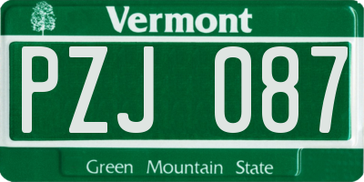 VT license plate PZJ087