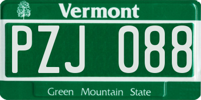 VT license plate PZJ088