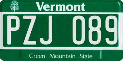 VT license plate PZJ089