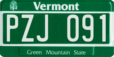 VT license plate PZJ091