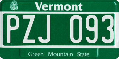 VT license plate PZJ093