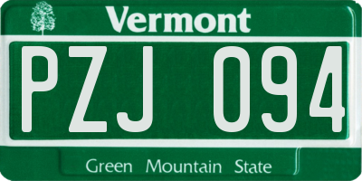 VT license plate PZJ094