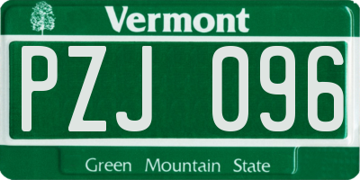 VT license plate PZJ096